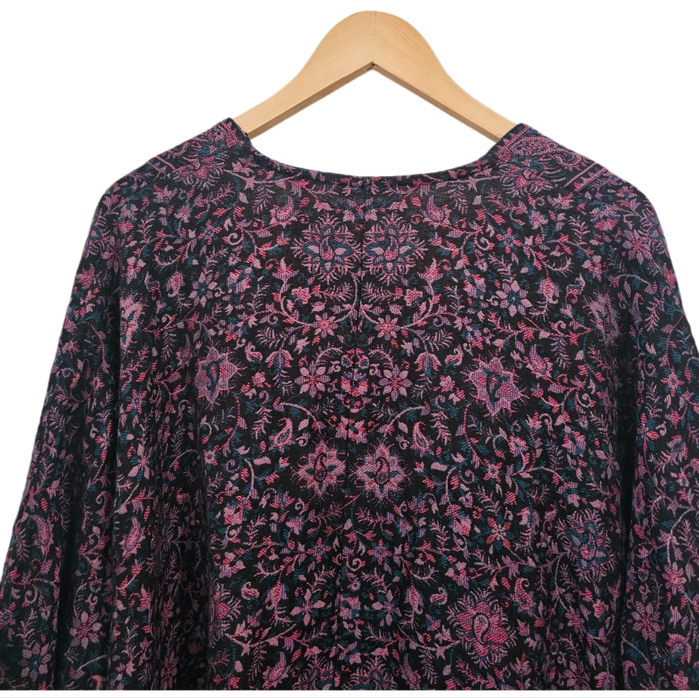 Bohemian Embroidered Kimono Paisley Open Cardigan S/M - Picture 11 of 16
